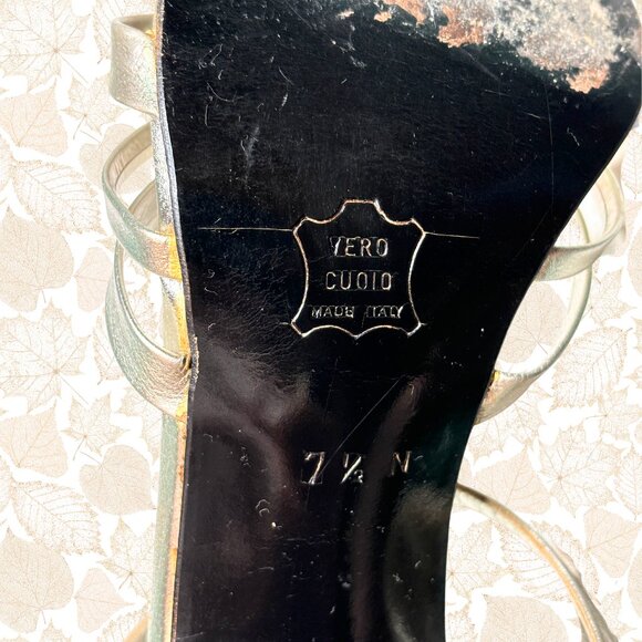 Rinaldi by Luigino D'Italia Silver 4" Sandal Heels - Size 7.5 - Picture 9 of 10